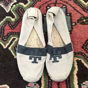 Tory Burch Beige and Black Espadrilles